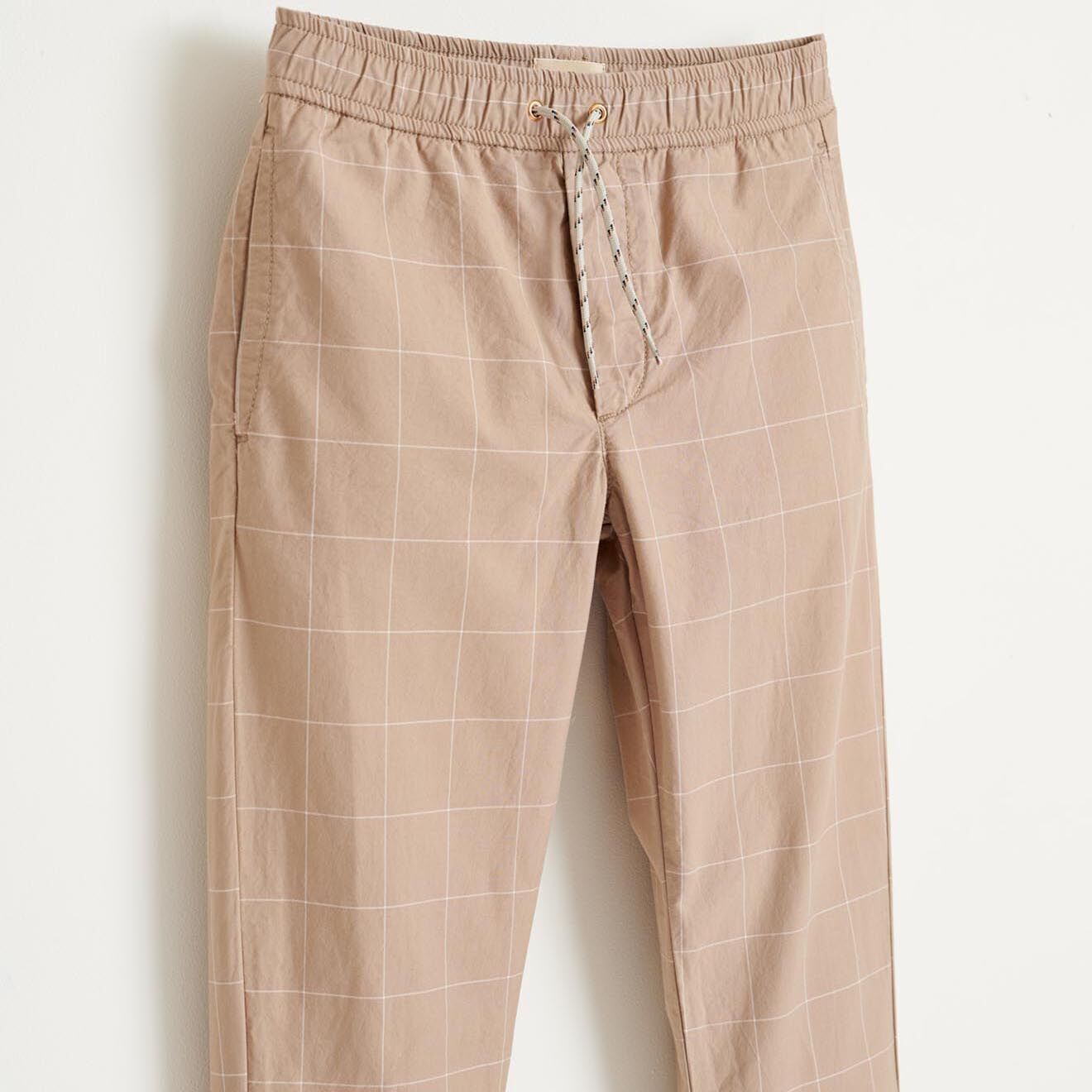 Bellerose Pantalon Pharel en Toile de coton à carreaux  beige