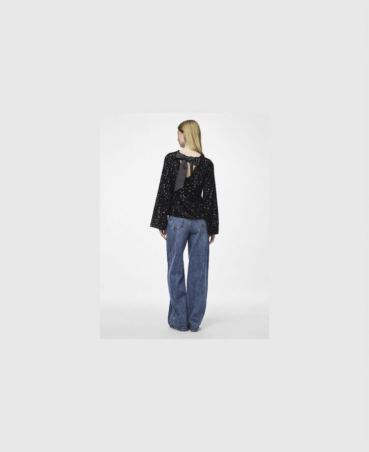 Pieces PCKAM LS DEEP BACK BOW TOP BC Striber/tern