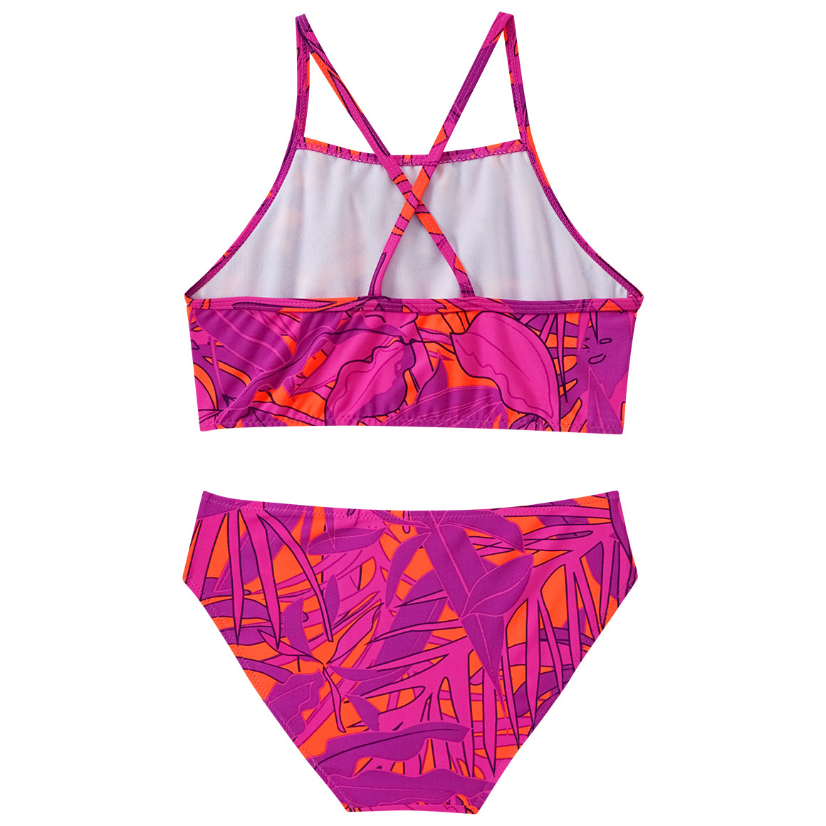 Yigga Mädchen Bikini mit Palmen-Print lila / orange