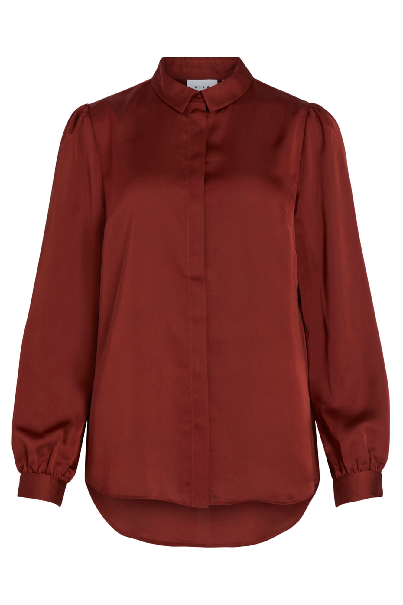Camisa de cetim fluida - Vermelha