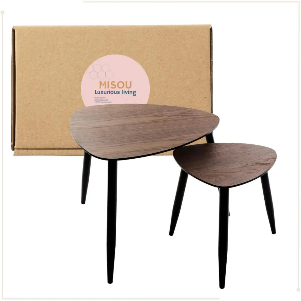 MISOU Bijzettafel Set van 2 - Bruin