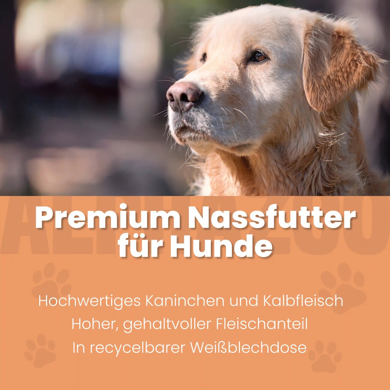 ALPHAZOO Nassfutter Kaninchen + Kalb 6 x 400g für Hunde