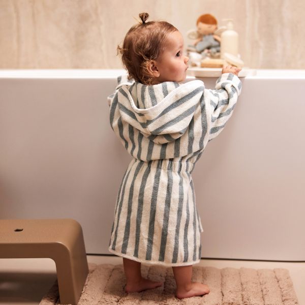 Jollein Badjas - Stripe Terry - Sea Green - Maat 1-2 jaar - GOTS