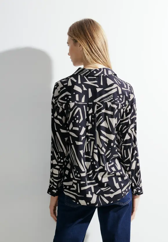 Printbluse mit Hemdkragen - night sky blue