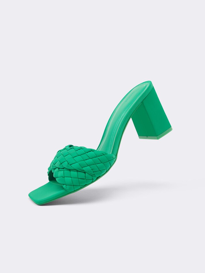 Sandália mule com salto - Verde