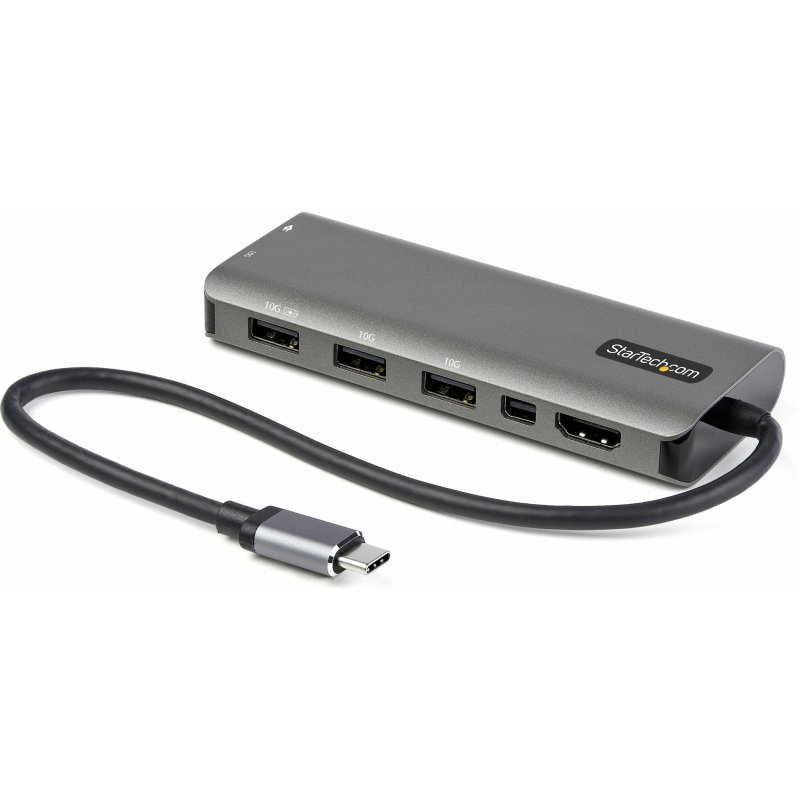 StarTech.com Adaptateur Multiports USB-C - USB-C vers HDMI ou Mini DisplayPort 4K 60Hz - Alimentation 100W Passthrough - Hub USB 4 Ports 10Gbps - Mini Dock USB Type-C - Câble Intégré 30cm