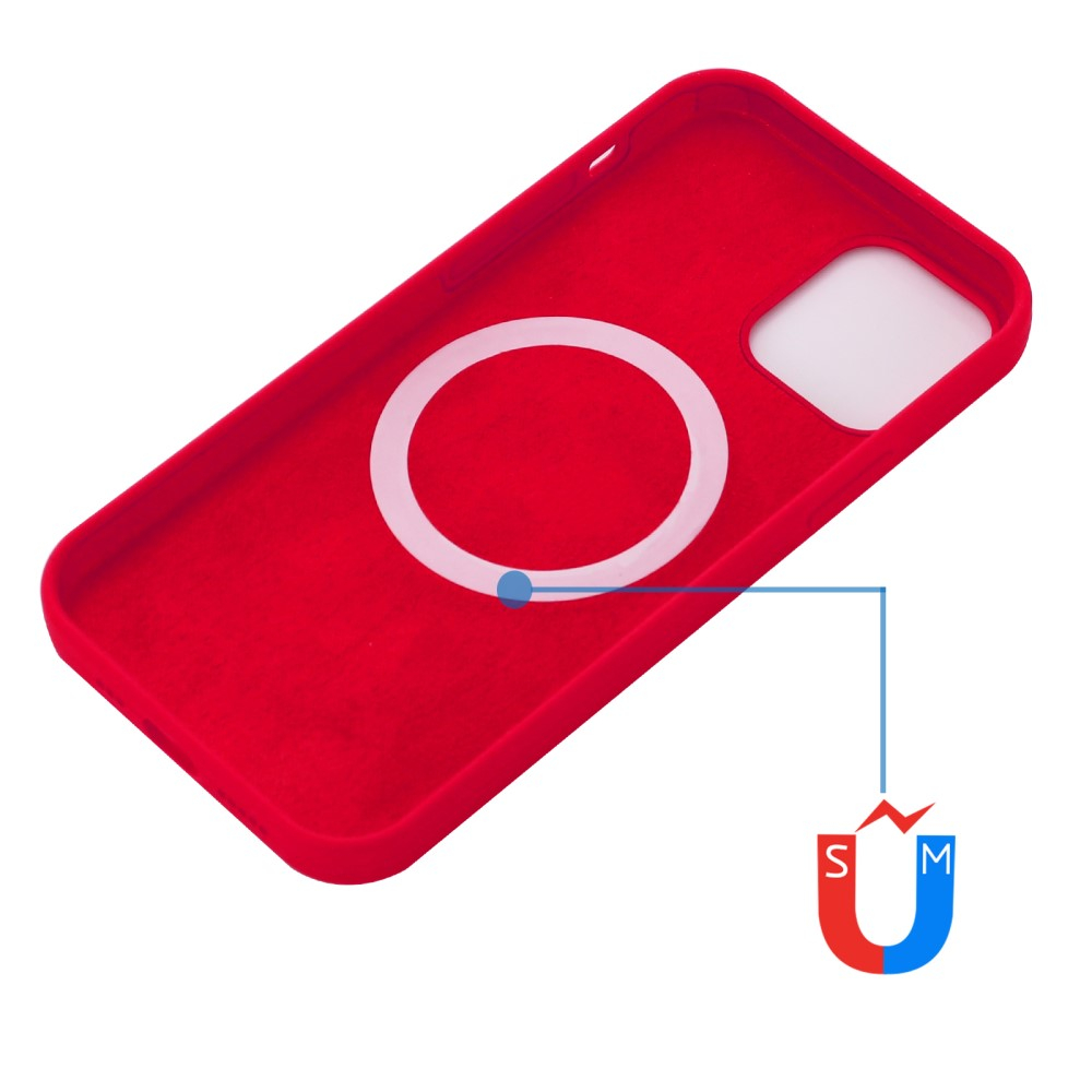 iPhone 15 Pro Max MagSafe Silikon Case Hülle - Rot