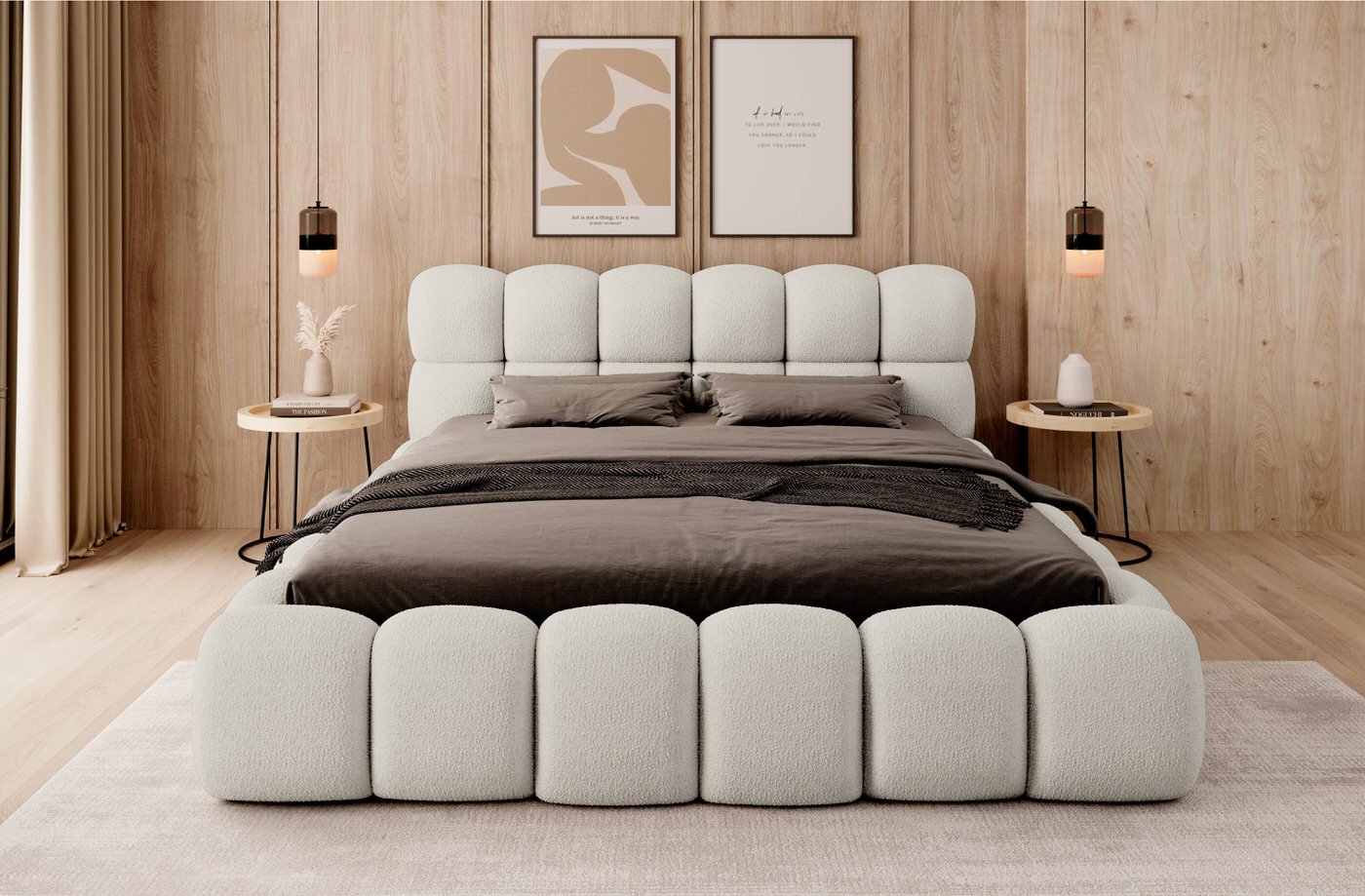 Trae Mobler Boston 140 x 200 cm Gestoffeerd Bed Beige