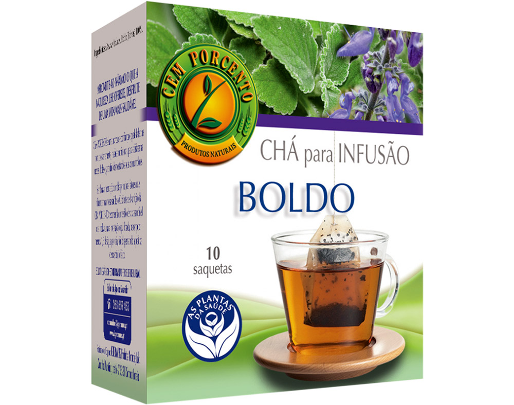 CHÁ CEM PORCENTO BOLDO 10 SAQUETAS