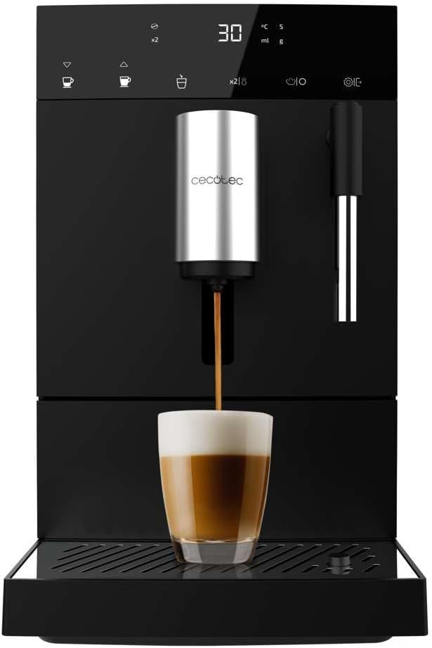 Cecotec Superautomatische Kompakt-Kaffeemaschine mit Dampferzeuger Cremmaet Compact Steam, 1350 W, 19 Bar, Thermoblock-System, 150 g Bohnenbehälter mit Mahlwerk und 1,1 L Wassertank