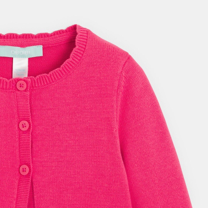 Gilet maille tricot rose foncé bébé fille Rose