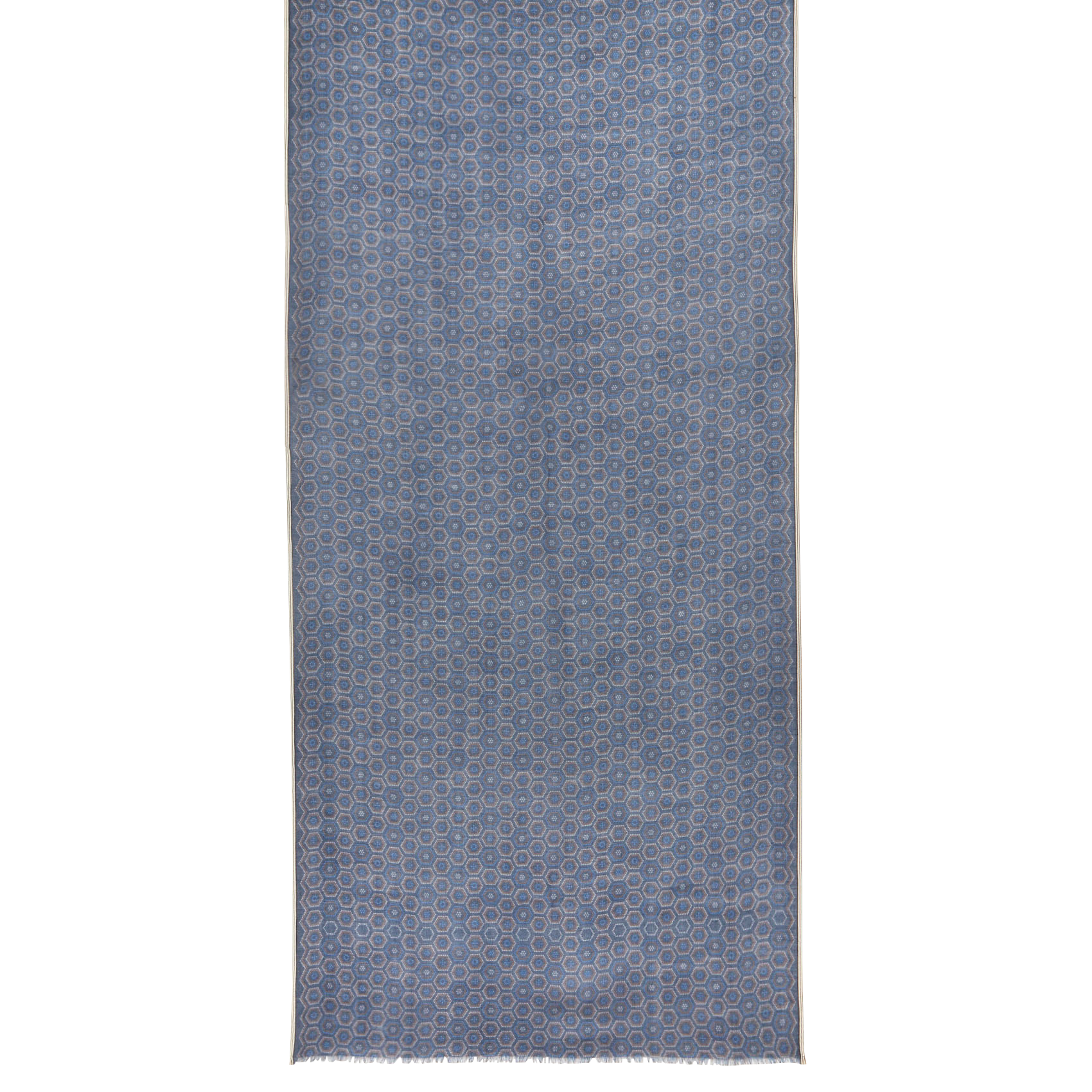 N°691 - Foulard imprimé en laine| Bleu