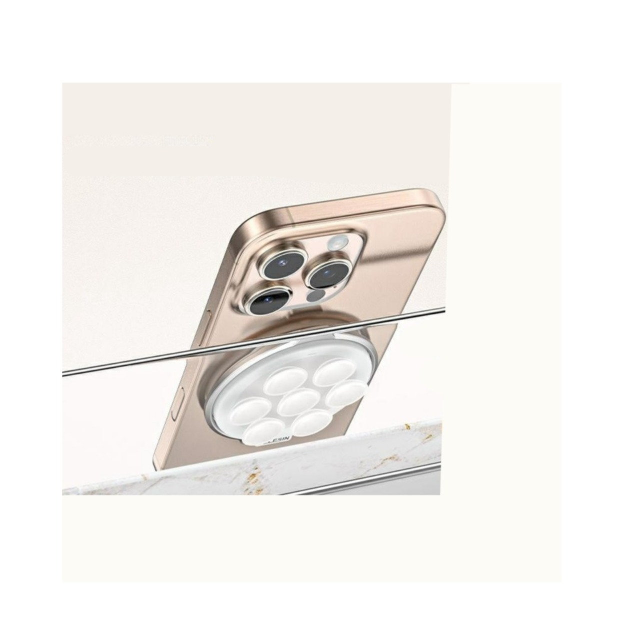 Universal MagSafe Silikon Saugnapf Smartphone Halterung mit Finger Griff Halterung - Weiss