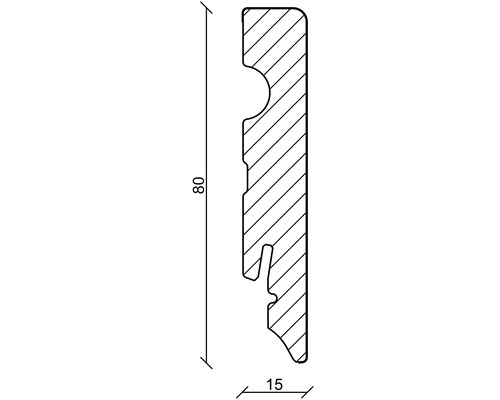 SKANDOR plint aluminium kleur FU84L 15 x 80 x 2400 mm