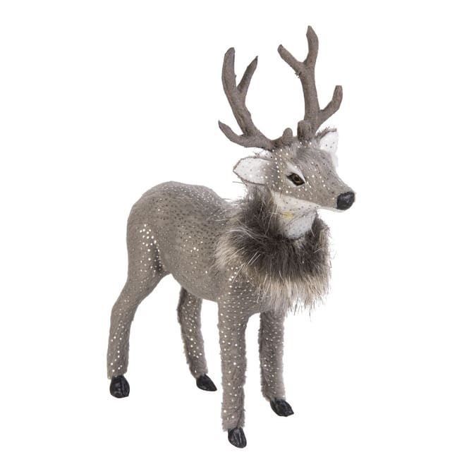 Deko-Rentier mit Fell und Glitzer - ca. 15 cm - 1 Stück
