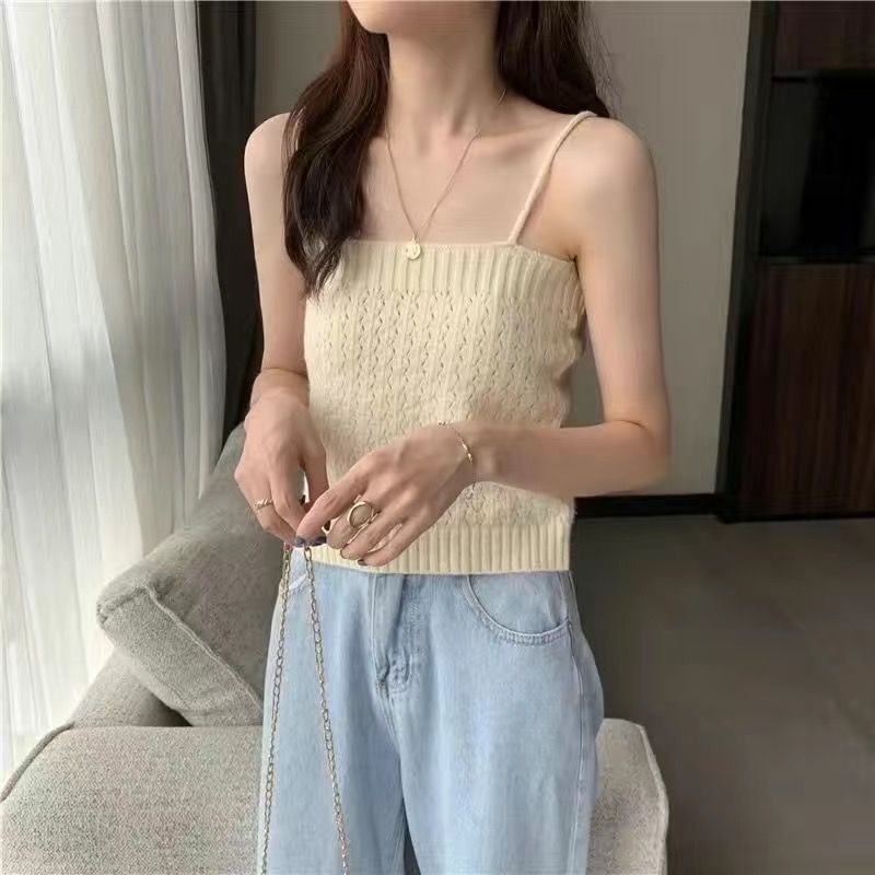 Sisyphi - Lange mouwen ronde hals effen gebreide top / cami top