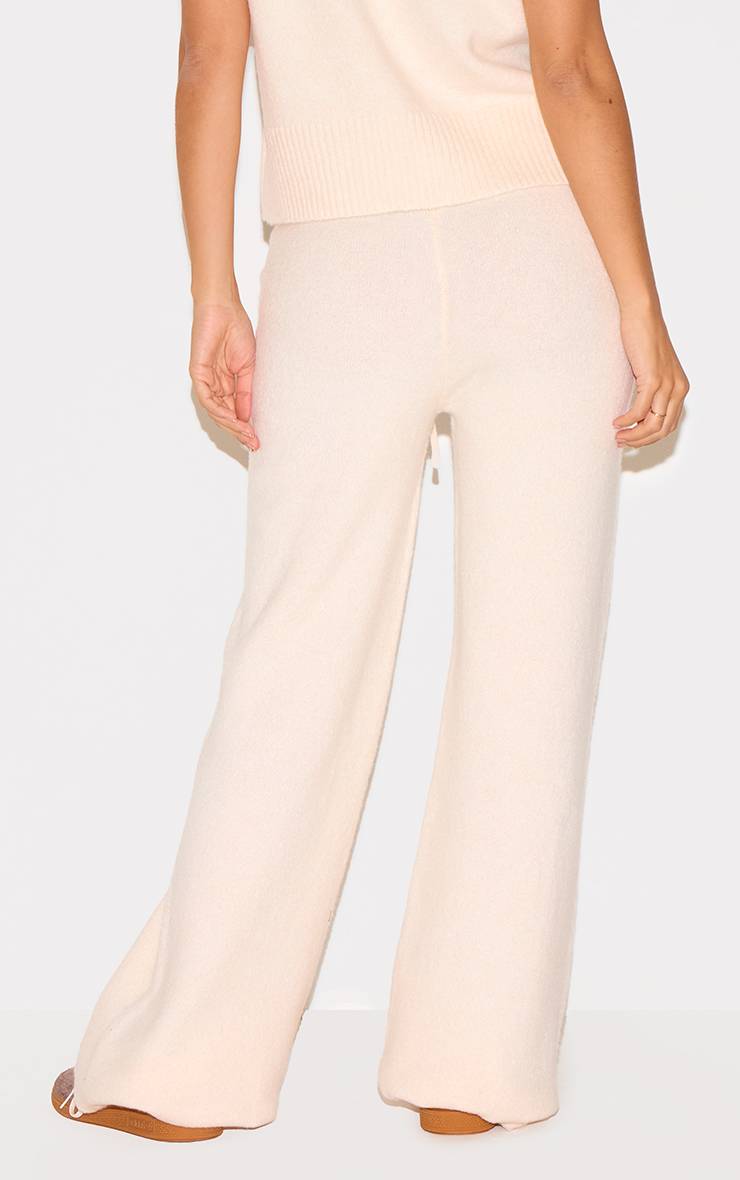 Ecru Pantalon Large En Maille Douce Chiné