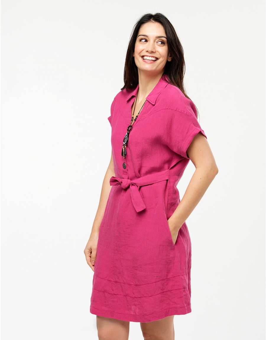 Robe fuchsia 100% lin