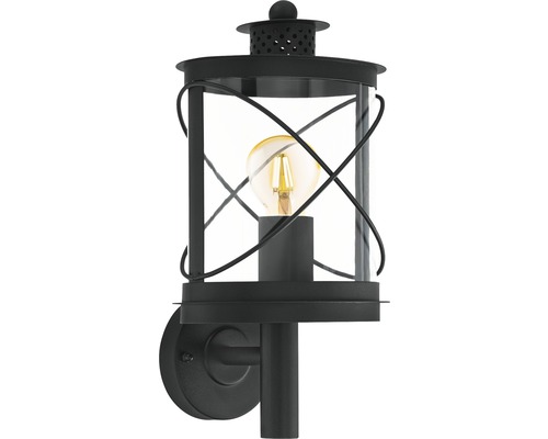Buitenwandlamp, 1-lichts, H 28 cm, zwart