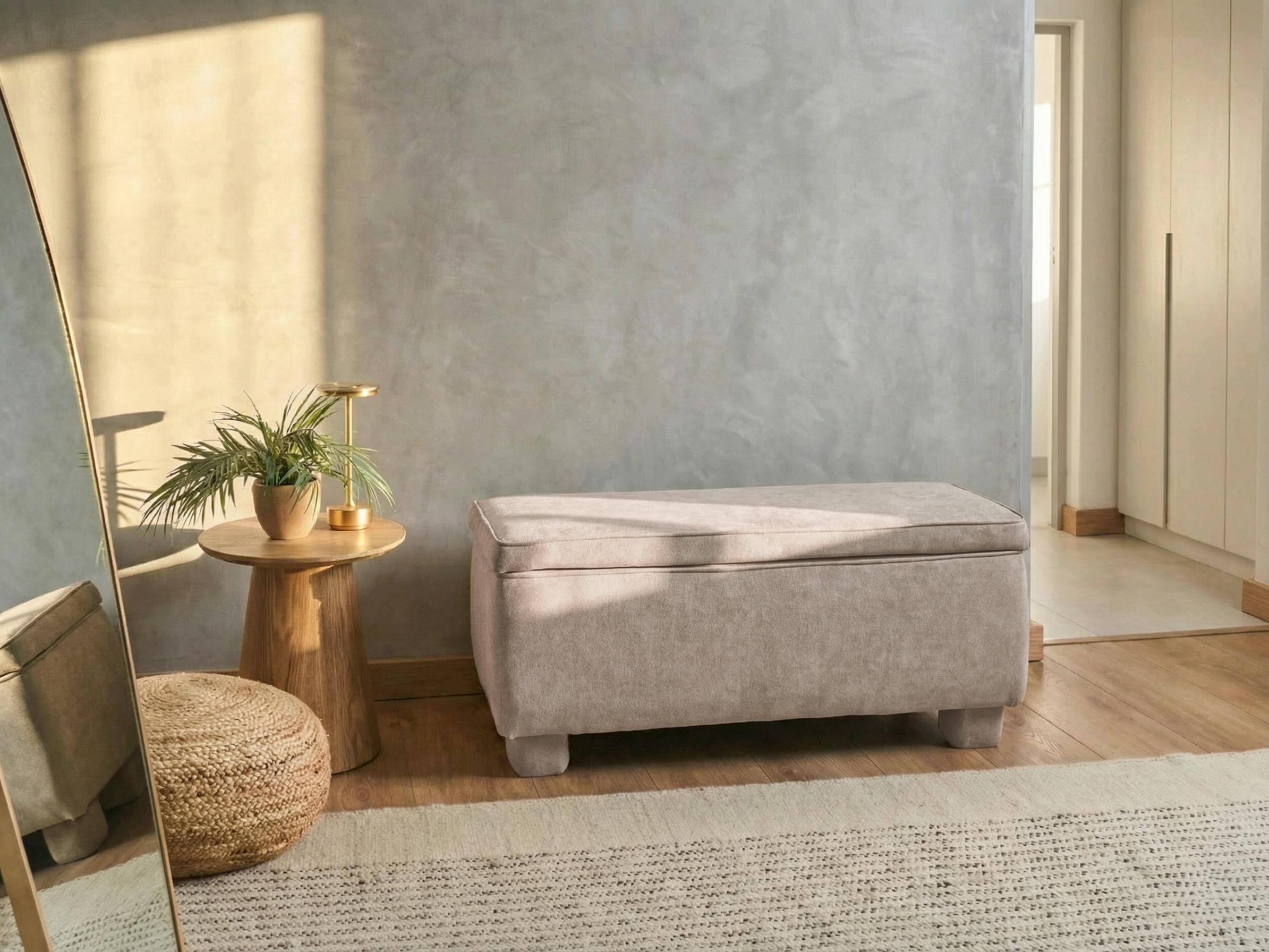 Bankje met opbergruimte ITHACA Stof Beige