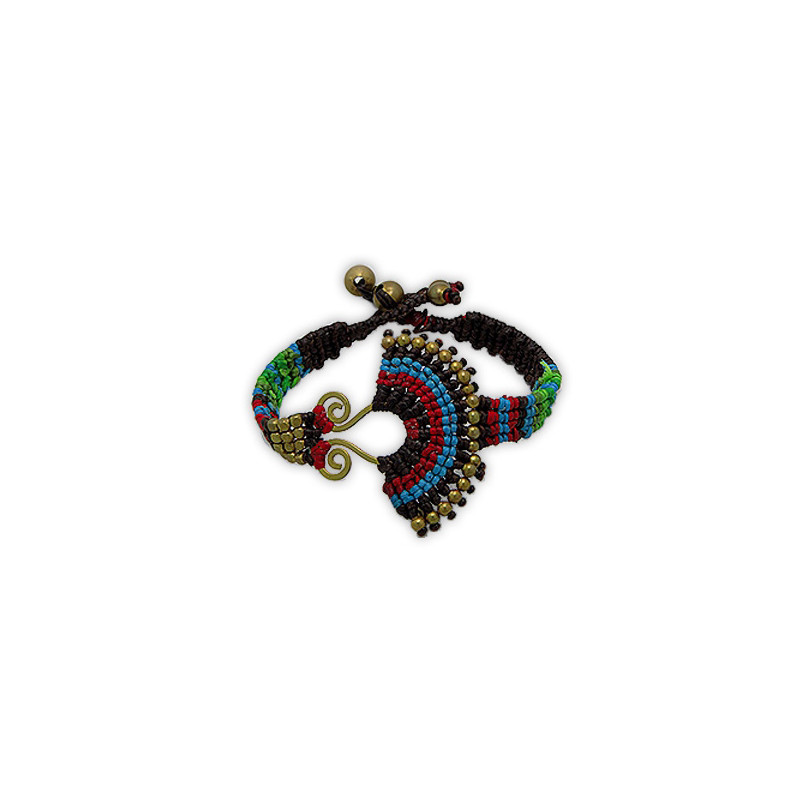 Bracelet Ethnique Marron Perles et Métal Doré