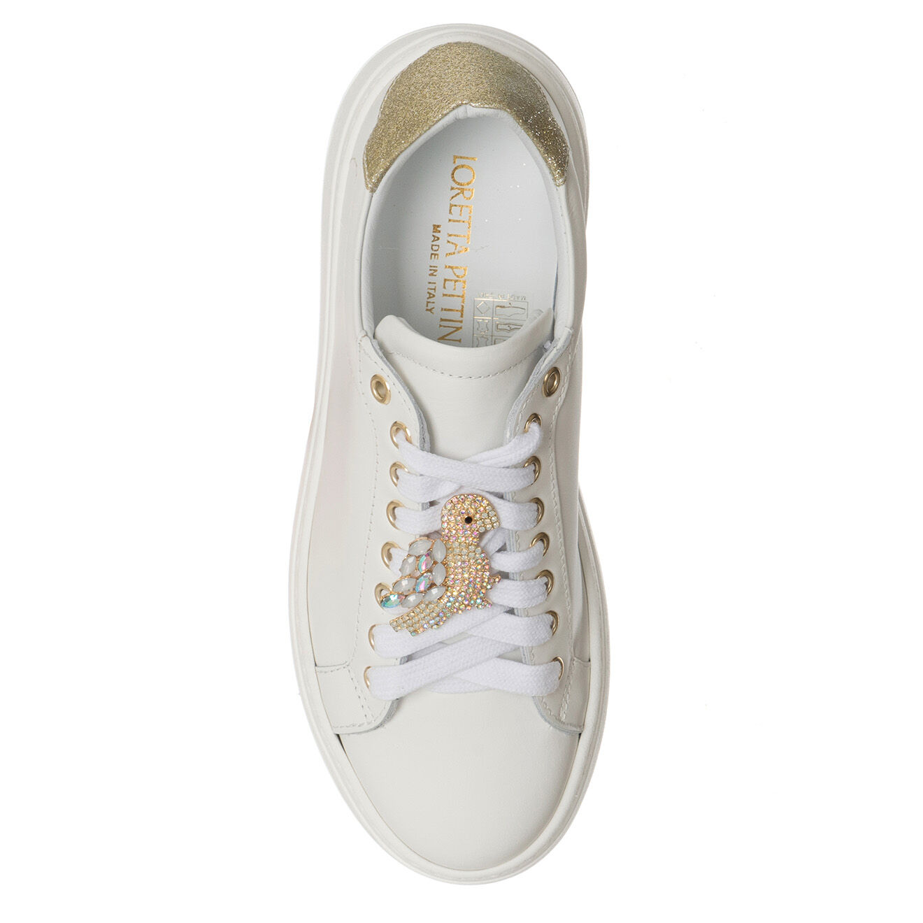 Loretta Pettinari Sneakers en Cuir Paga blanc/platine