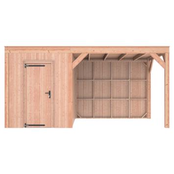 Tuinhuis met overkapping Douglas hout onbehandeld 495 x 255 cm