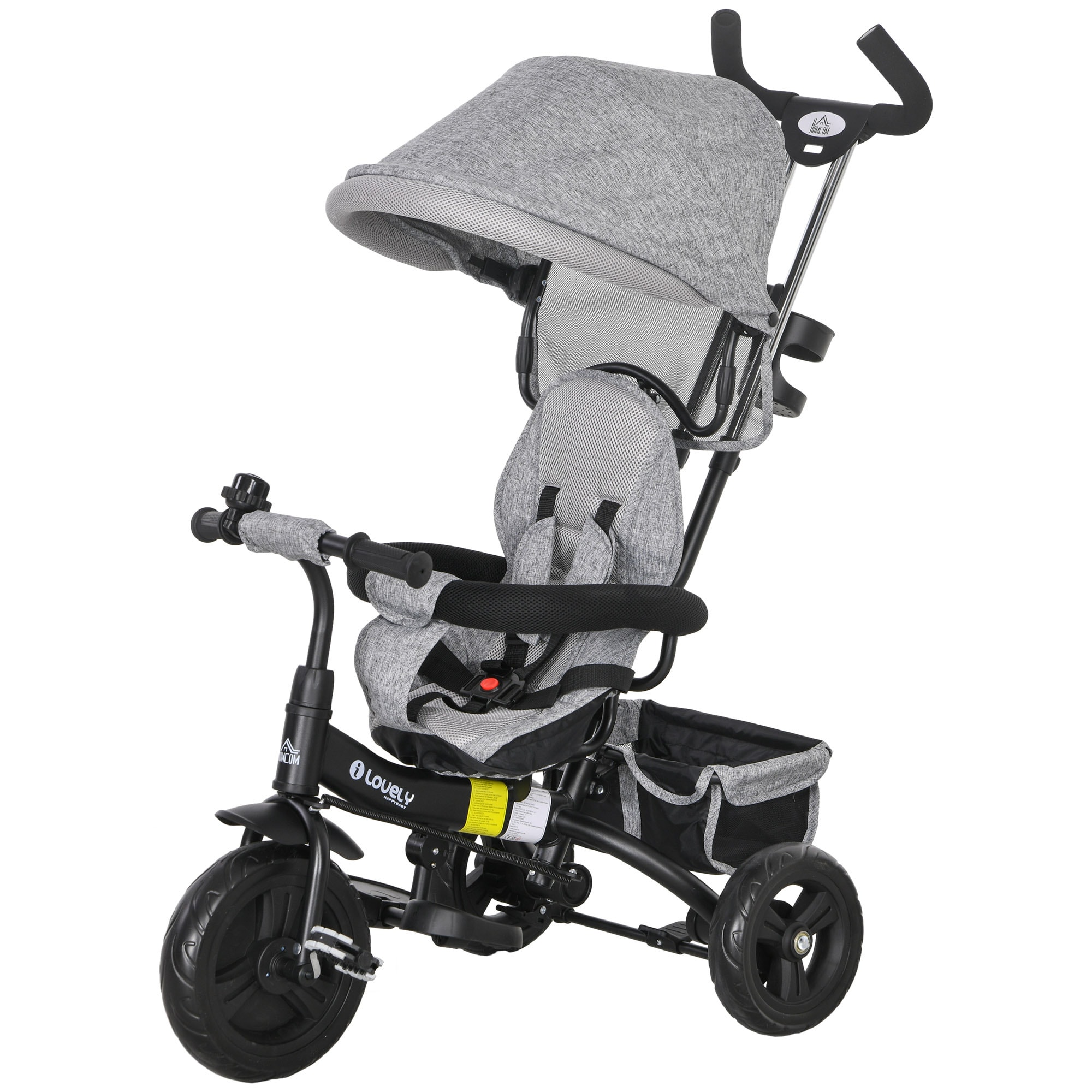 HOMCOM Kinderdreirad mit Stauraum grau 95L x 50B x 106H cm