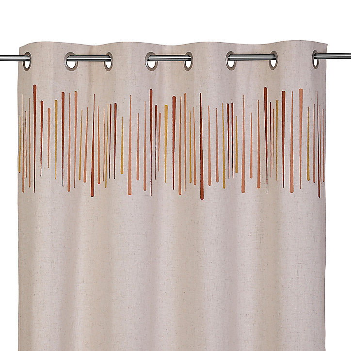 Rideau intérieur effet lin motif géométrique beige GoodHome L. 260 cm x l. 140 cm