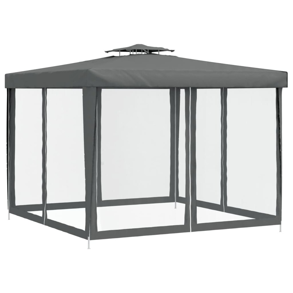 Belvédère à double toit anthracite 3x3x2,68 m tissu