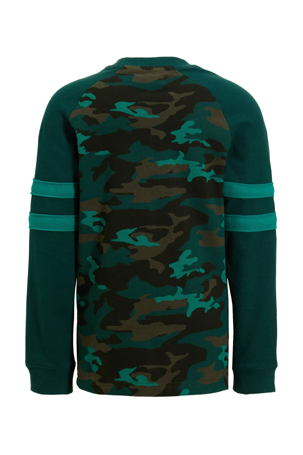 Orange Stars longsleeve Russ pique met camo print groen