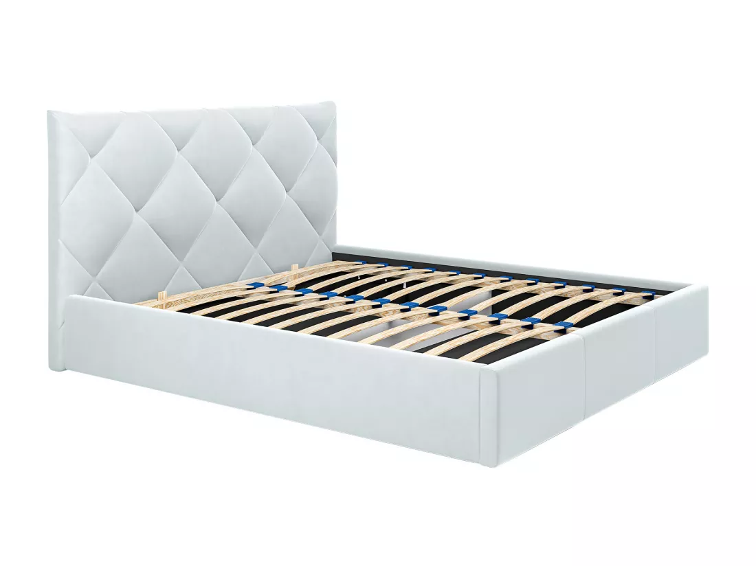 Lit coffre 160 x 200 cm - Velours - Gris clair - STARI de Pascal Morabito