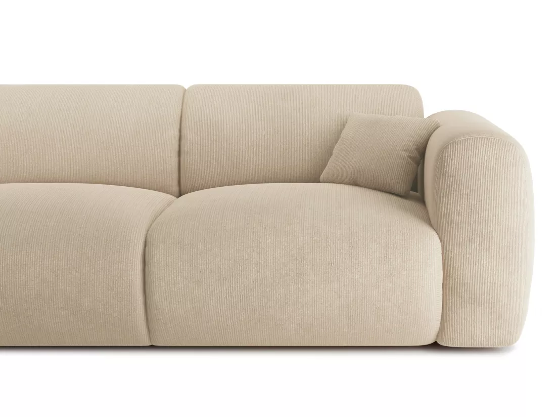 Grand canapé d'angle droit en tissu texturé beige POGNI de Maison Céphy