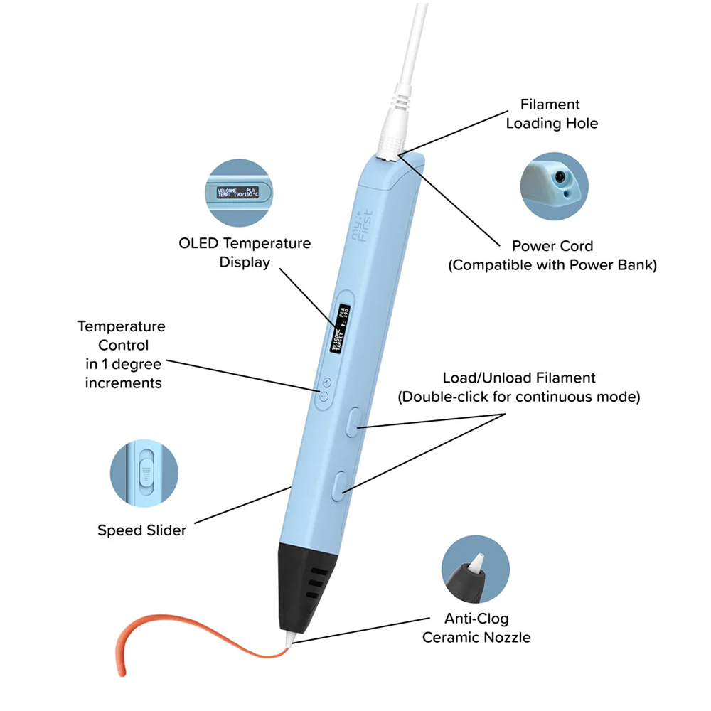 Artist 3D Stift Bastel Pen für DIY Projekte inkl. Filament (FP8001SA-BE01) - Blau