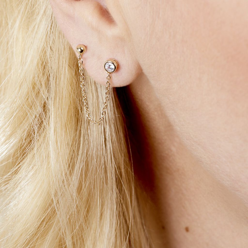 Bijoux D'oreille Unitaire Pendante Plaqué Or Jaune Dofi Oxyde