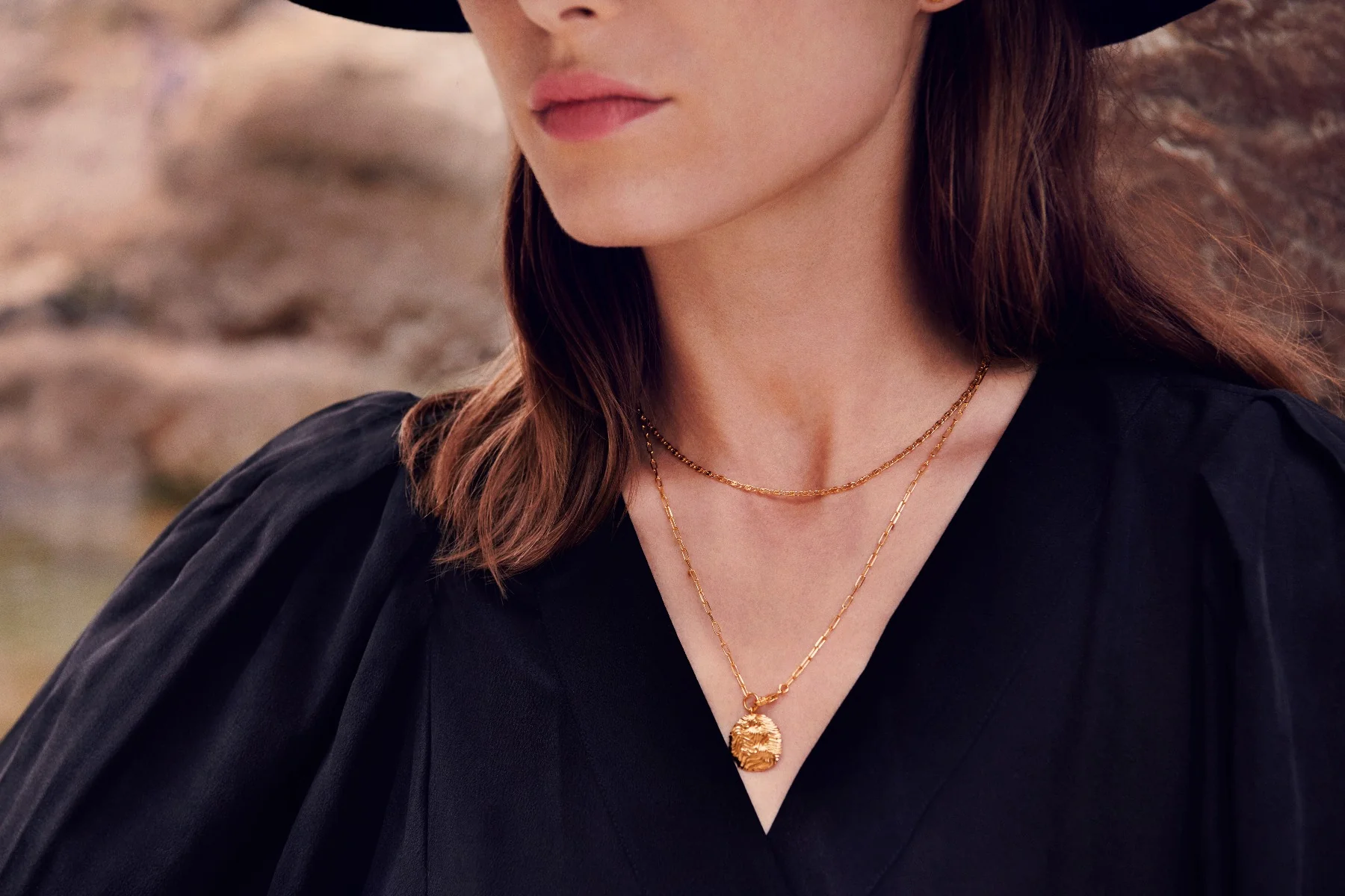 Maanesten  Eva Choker Halskæde - Forgyldt