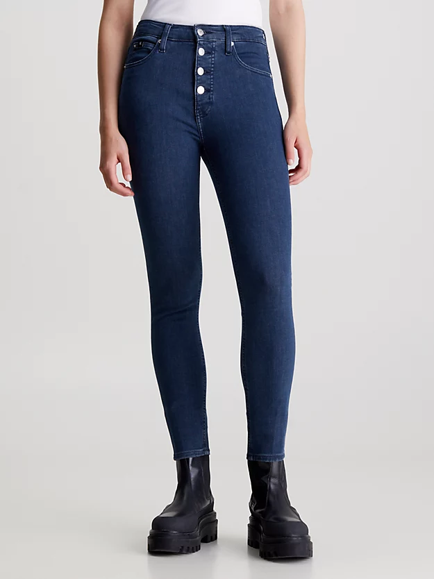 Calça jeans super skinny de cintura alta até o tornozelo