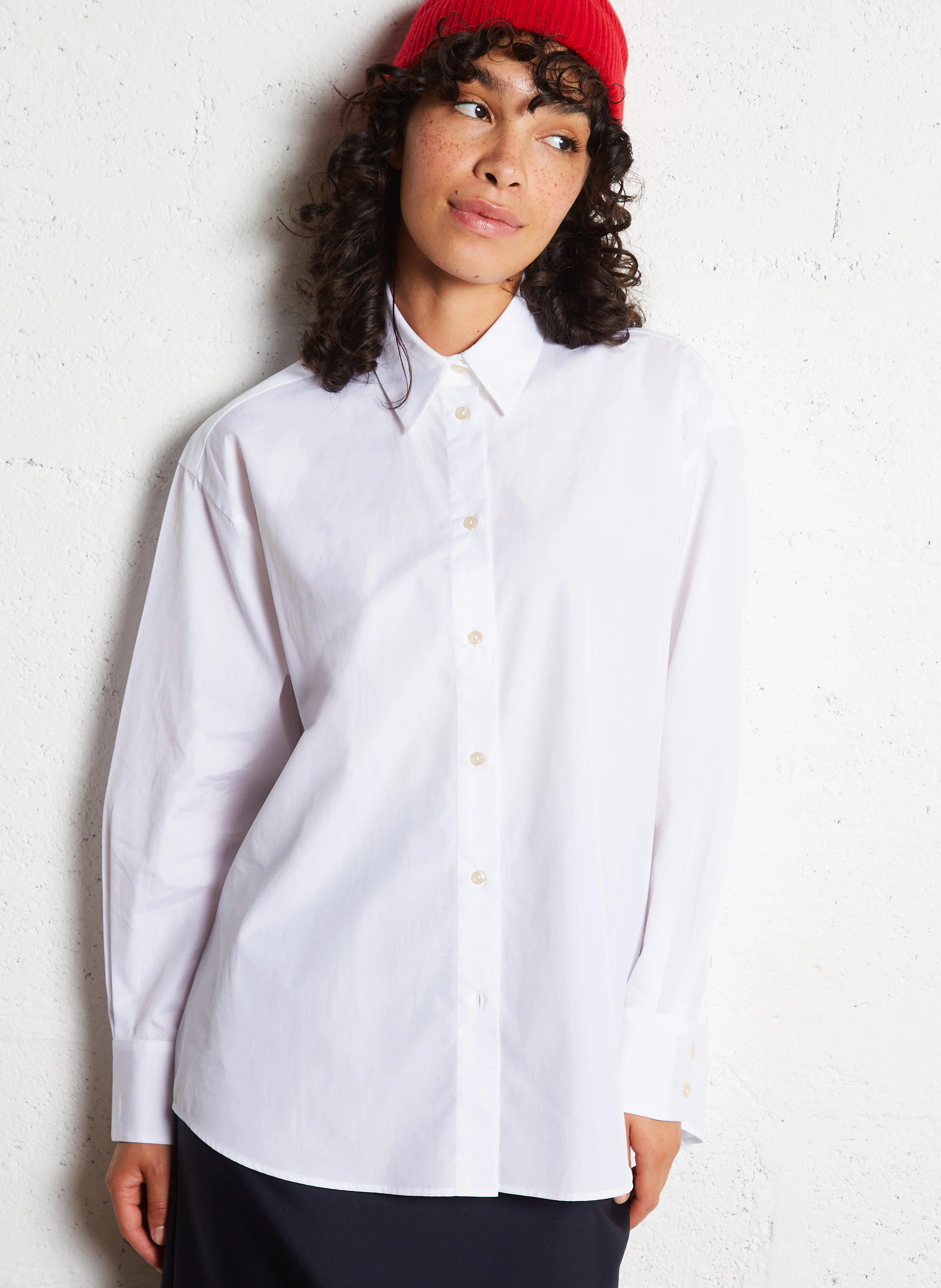 LORED - Chemise col classique ample en coton | Blanc