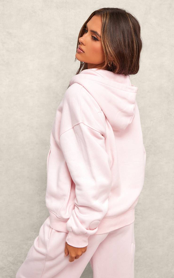 Rose Bébé Sweat À Casynthétiqueche Zippé Cœur Gaufré