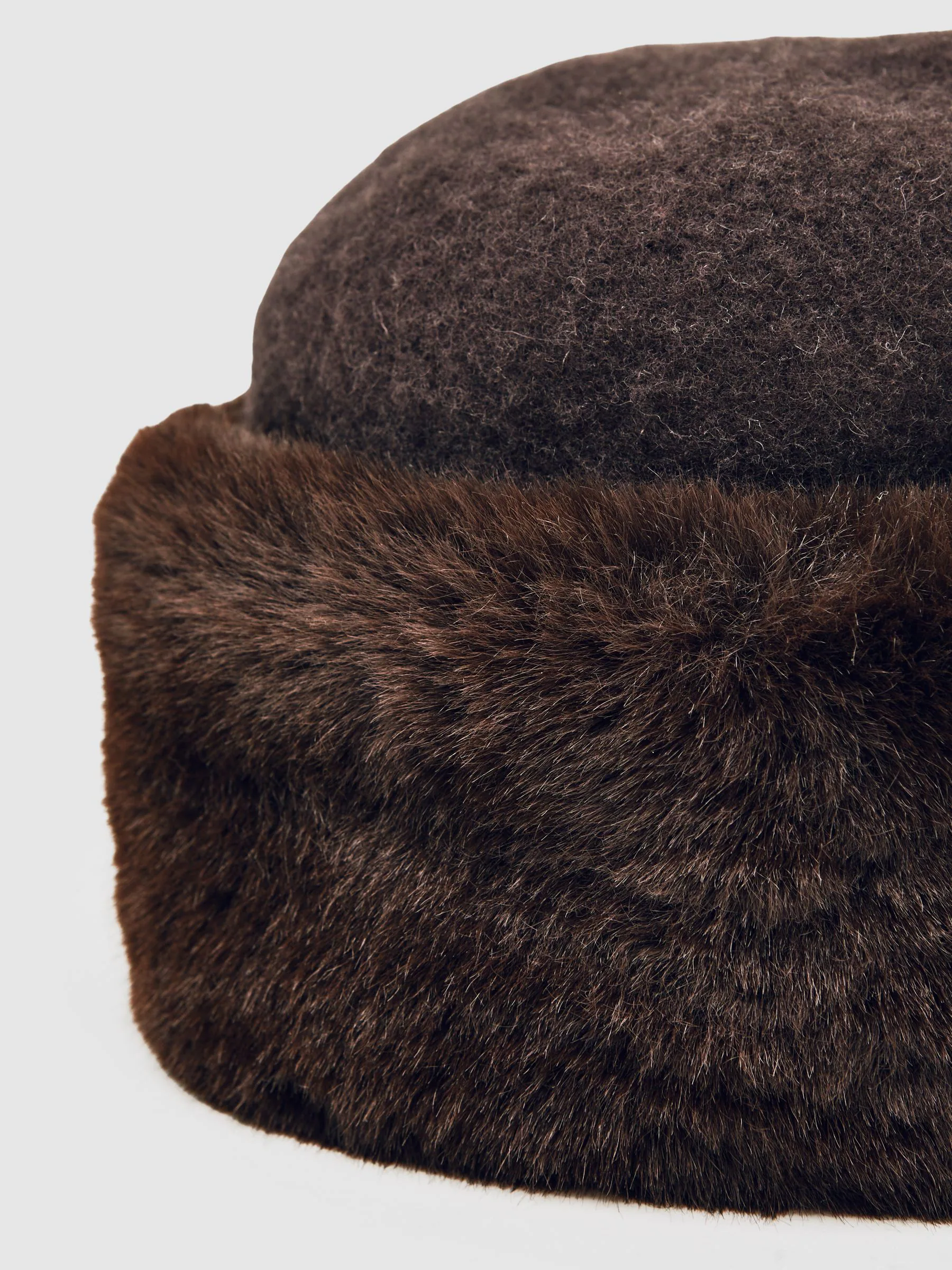 Chocoladebruin - Reiss Serena Faux Fur Hat