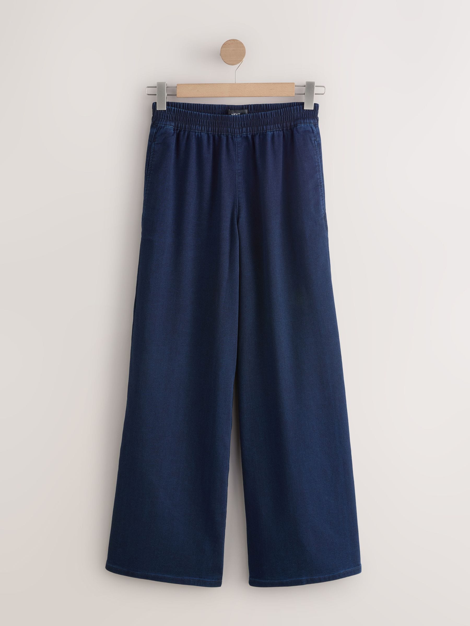 Donkerblauw - Denim jersey joggingbroek