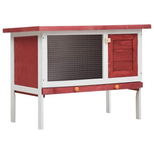 Gaiola vermelha para coelhos de pequeno porte.