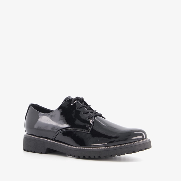 Nova lak dames veterschoenen zwart