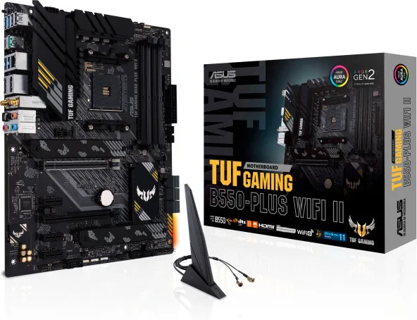 ASUS TUF GAMING B550-PLUS WIFI II - Bundkort - ATX - Socket AM4 - AMD B550 Chipset - USB-C Gen2, USB 3.2 Gen 1, USB 3.2 Gen 2 - 2.5 Gigabit LAN, Wi-Fi 6, Bluetooth - onboard grafik (CPU påkrævet) - HD Audio (8-kanaler)