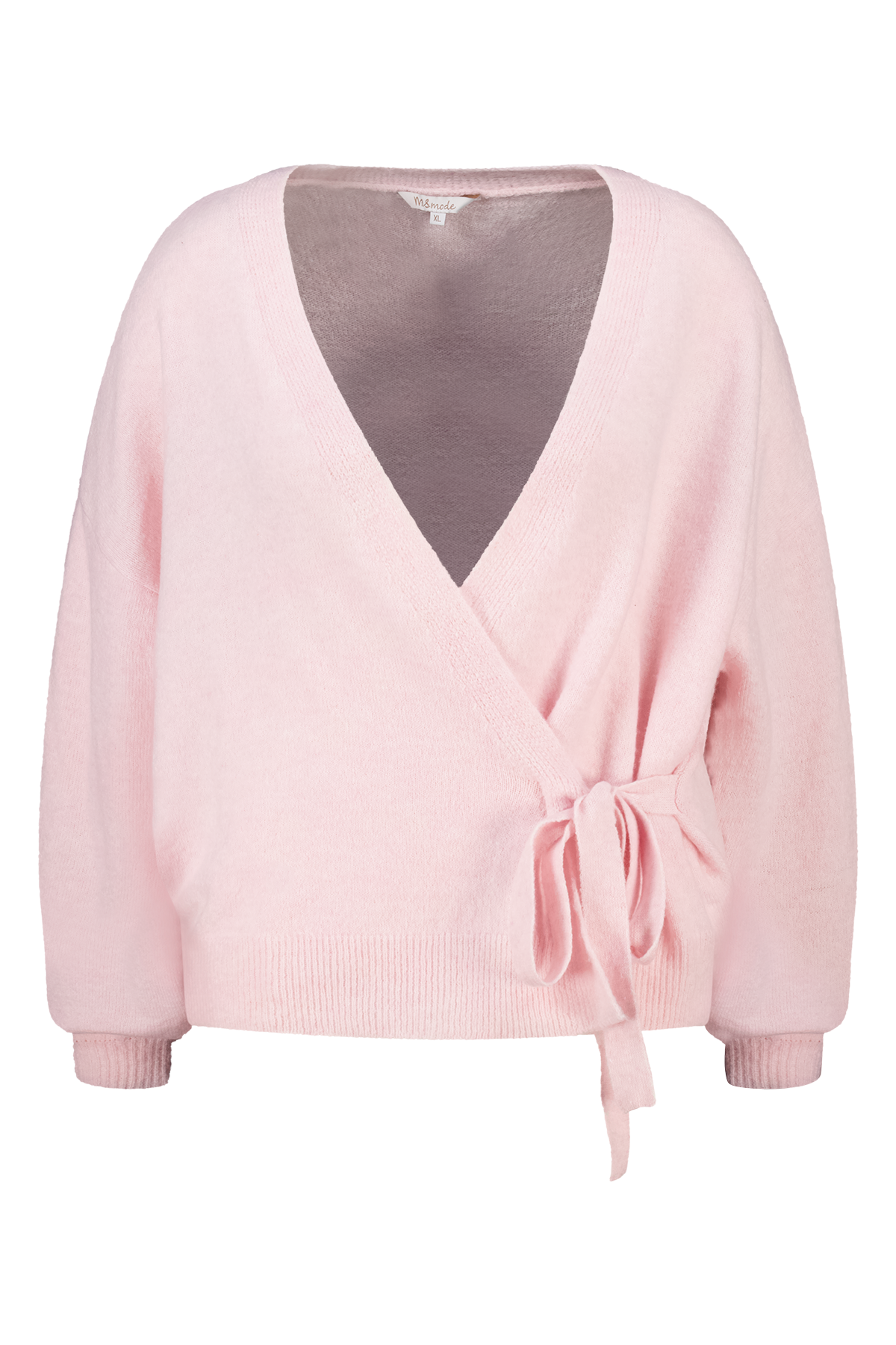Overslag vest met strikceintuur Licht pink