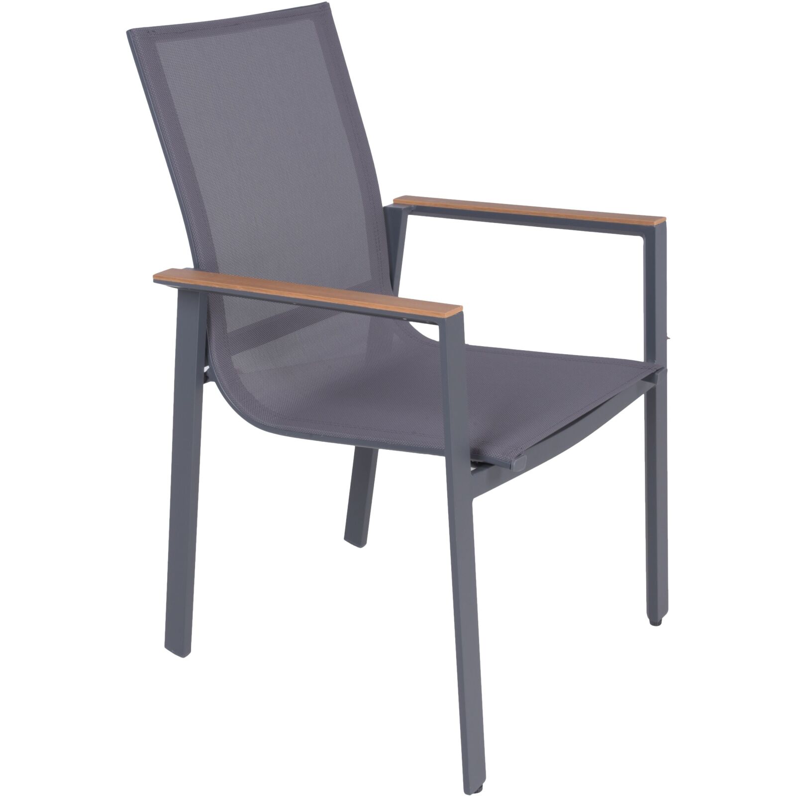 Tischgruppe RANA/SILEA - dunkelgrau - hellbraun - Teak - Aluminium