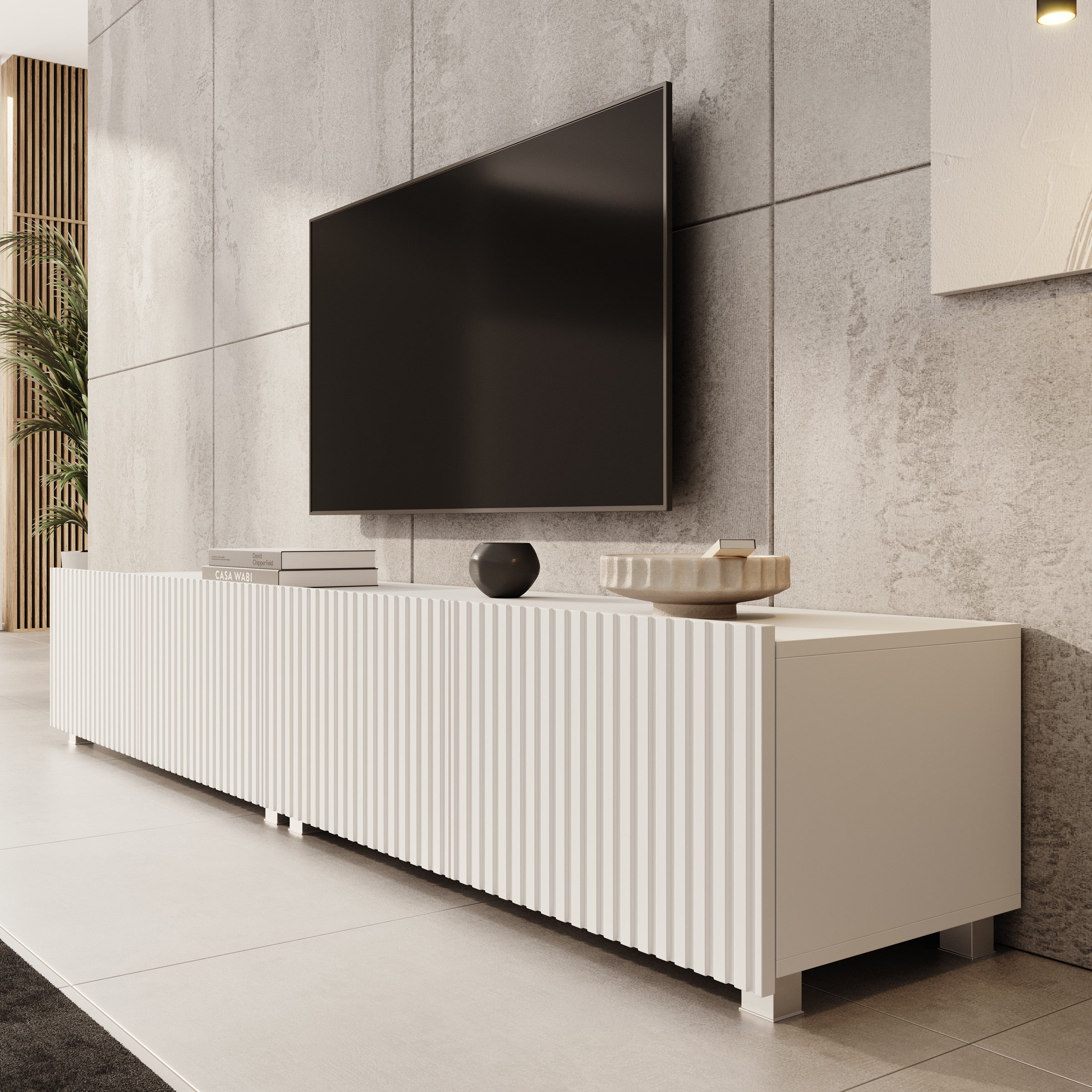 Meubella - TV-Meubel Kenderes - Wit - 200 cm