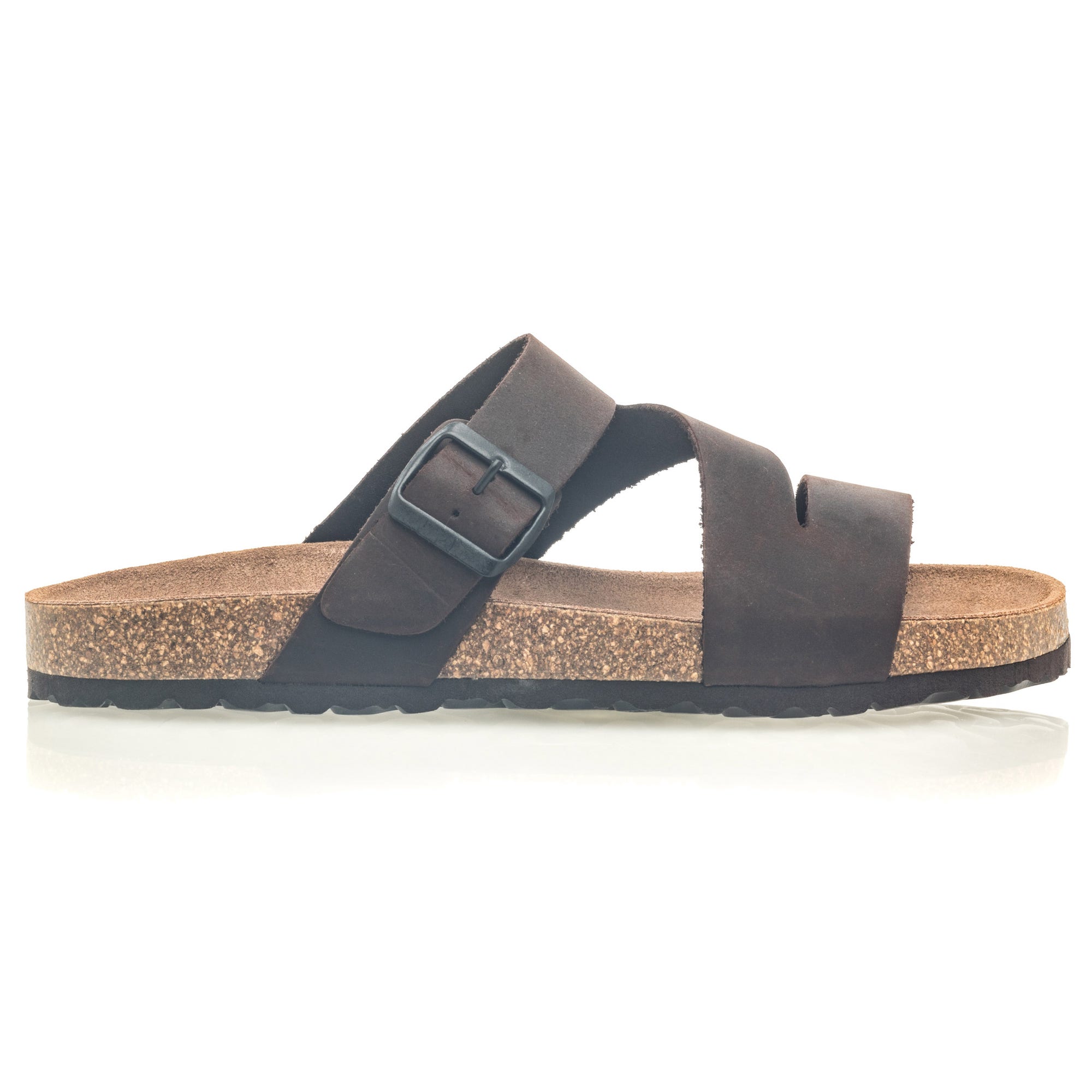 Mules semelle liège Homme en cuir marron