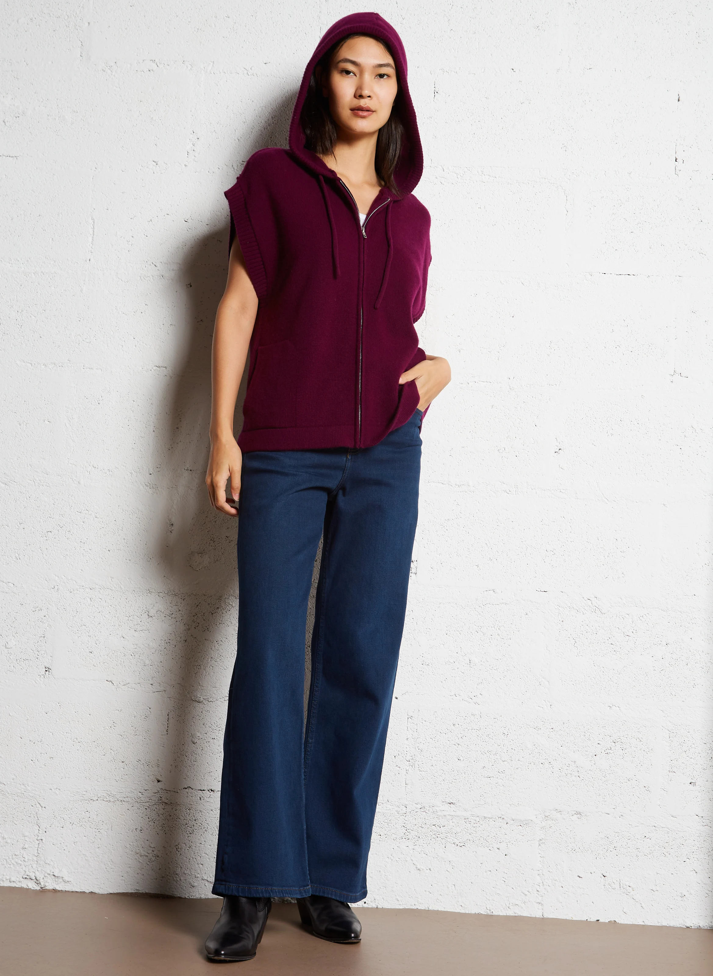 LAND - Gilet col rond en laine | Violet