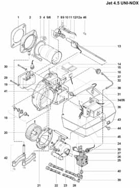 Körting Brötje Ölgebäsebrenner Jet 4.5 UNI-NOx Öl-Low 15-36 kW Ölbrenner Kessel